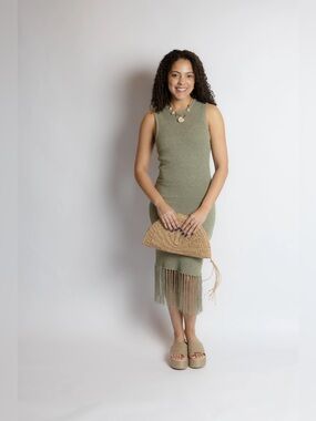 Wild Cactus Fringe Midi Dress
